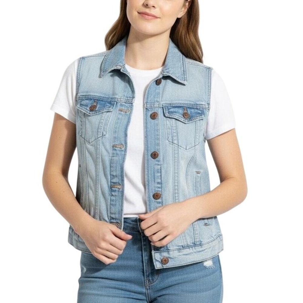 Madewell Denim Vest Womens XS Light Wash Sleeveless Western Coastal